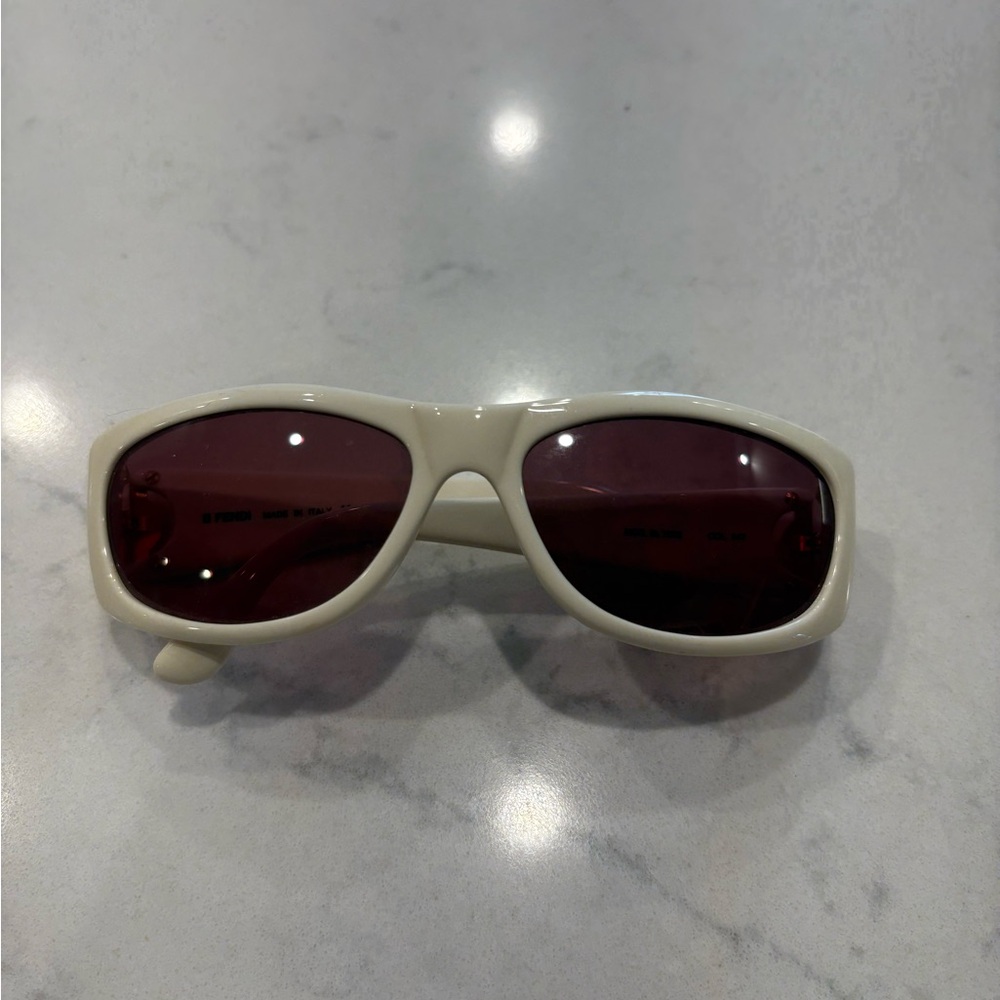 Fendi Vintage Ivory Sunglasses with Gold Accents